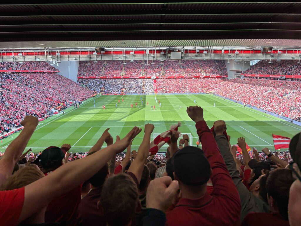 Liverpool fans celebrate at Anfield