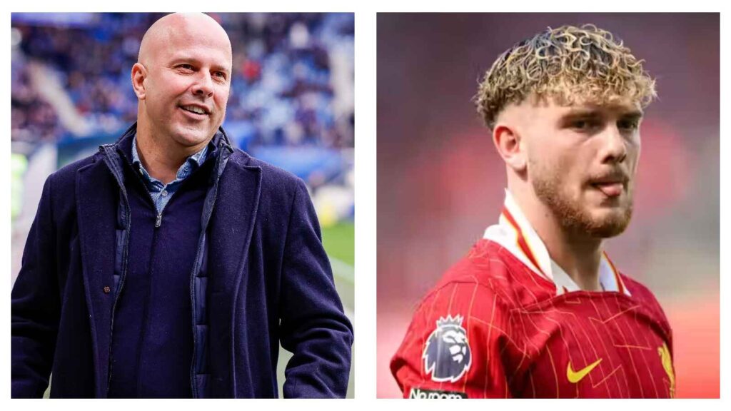 Arne Slot and Liverpool midfielder Harvey Elliott