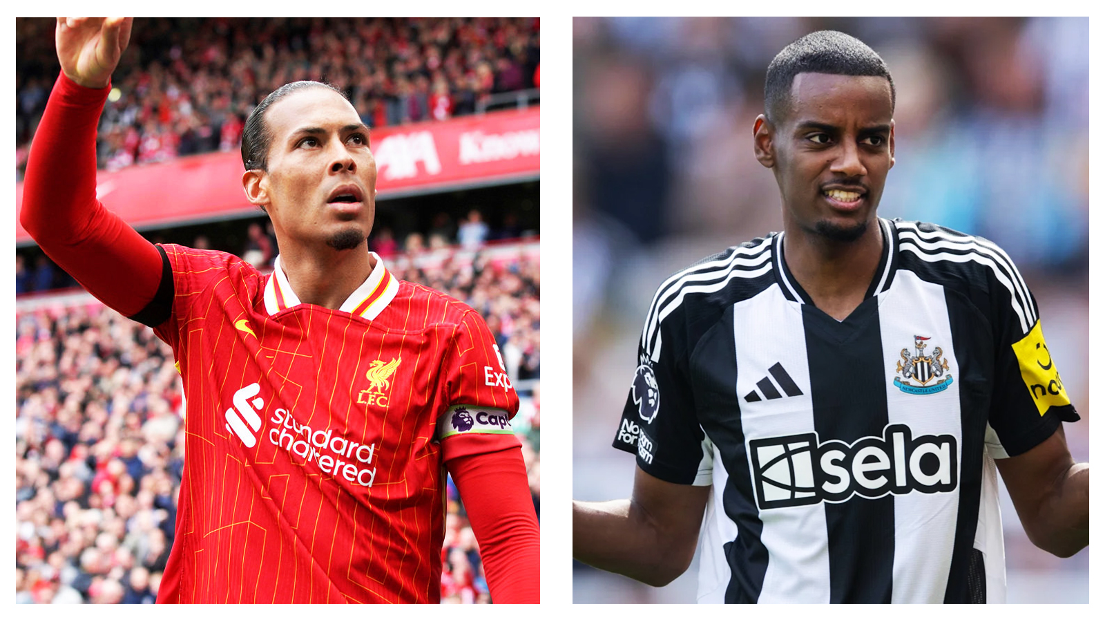 Liverpool Captain Virgil Van Dijk and Newcastle Striker Alexander Isak