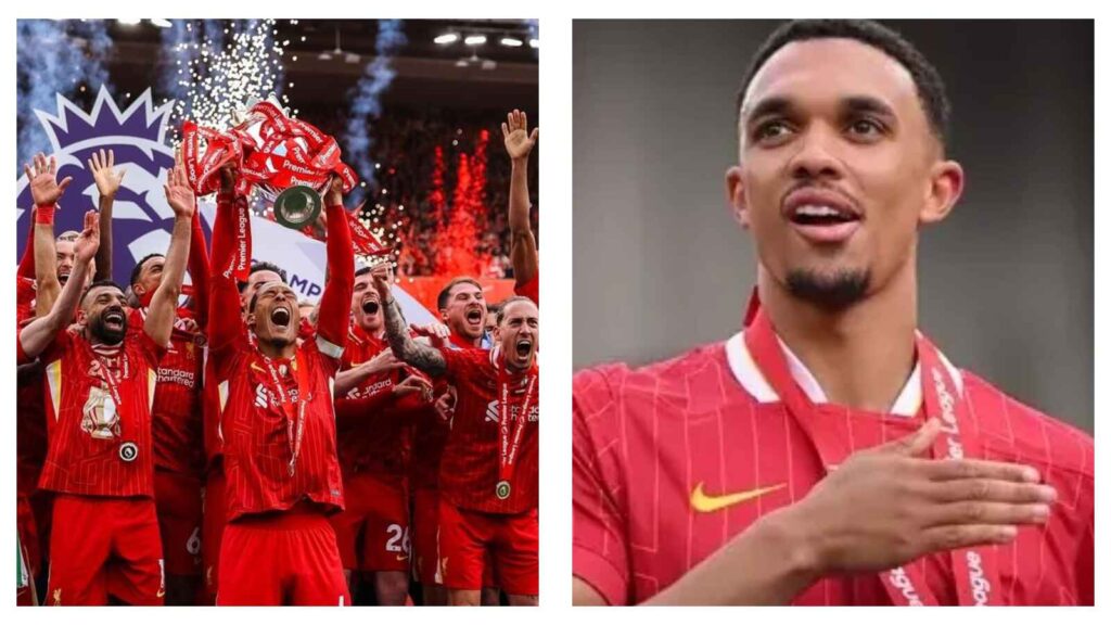 Liverpool lift PL trophy Trent Alexander-Arnold