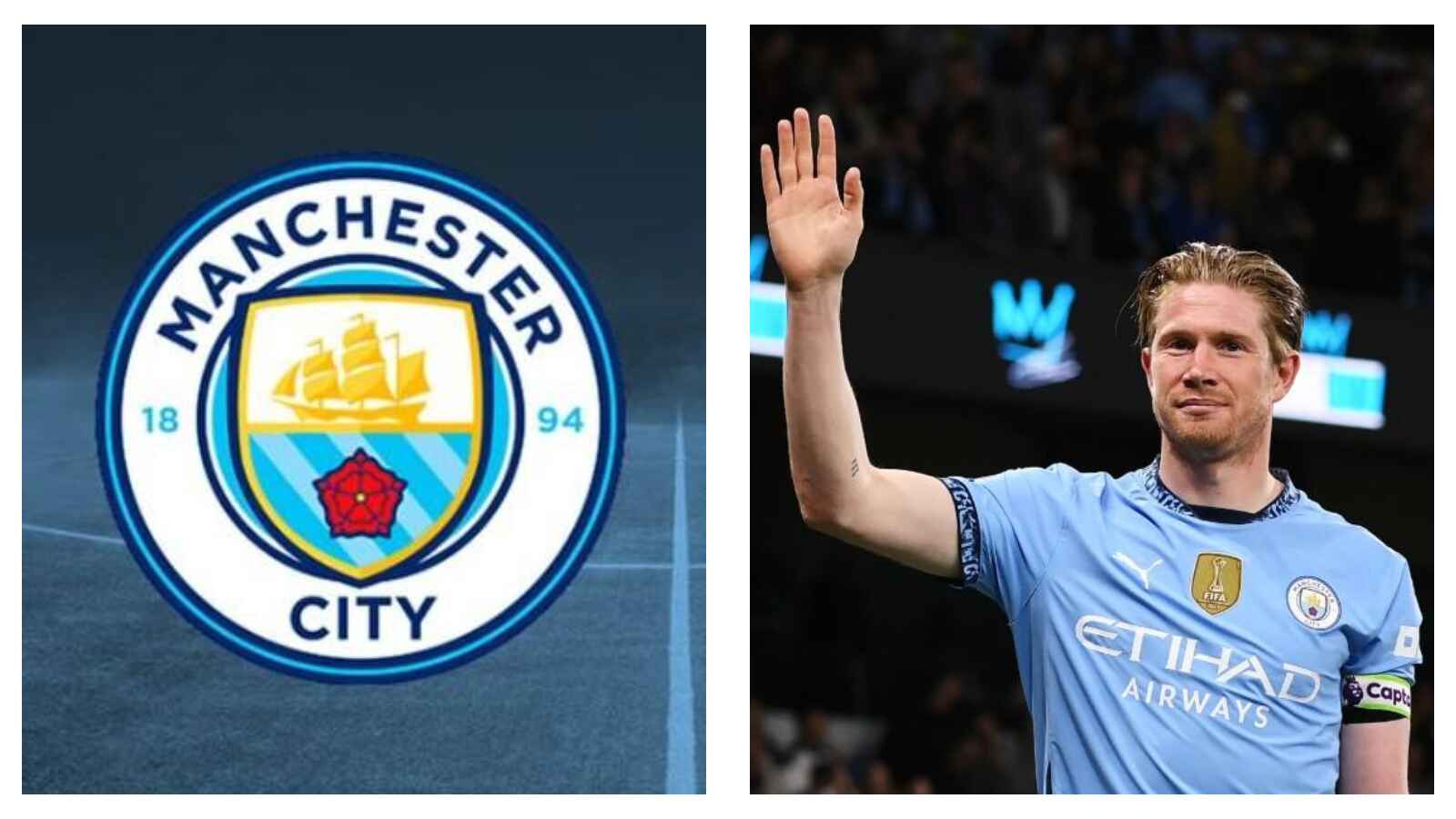 Manchester City crest & Kevin De Bruyne