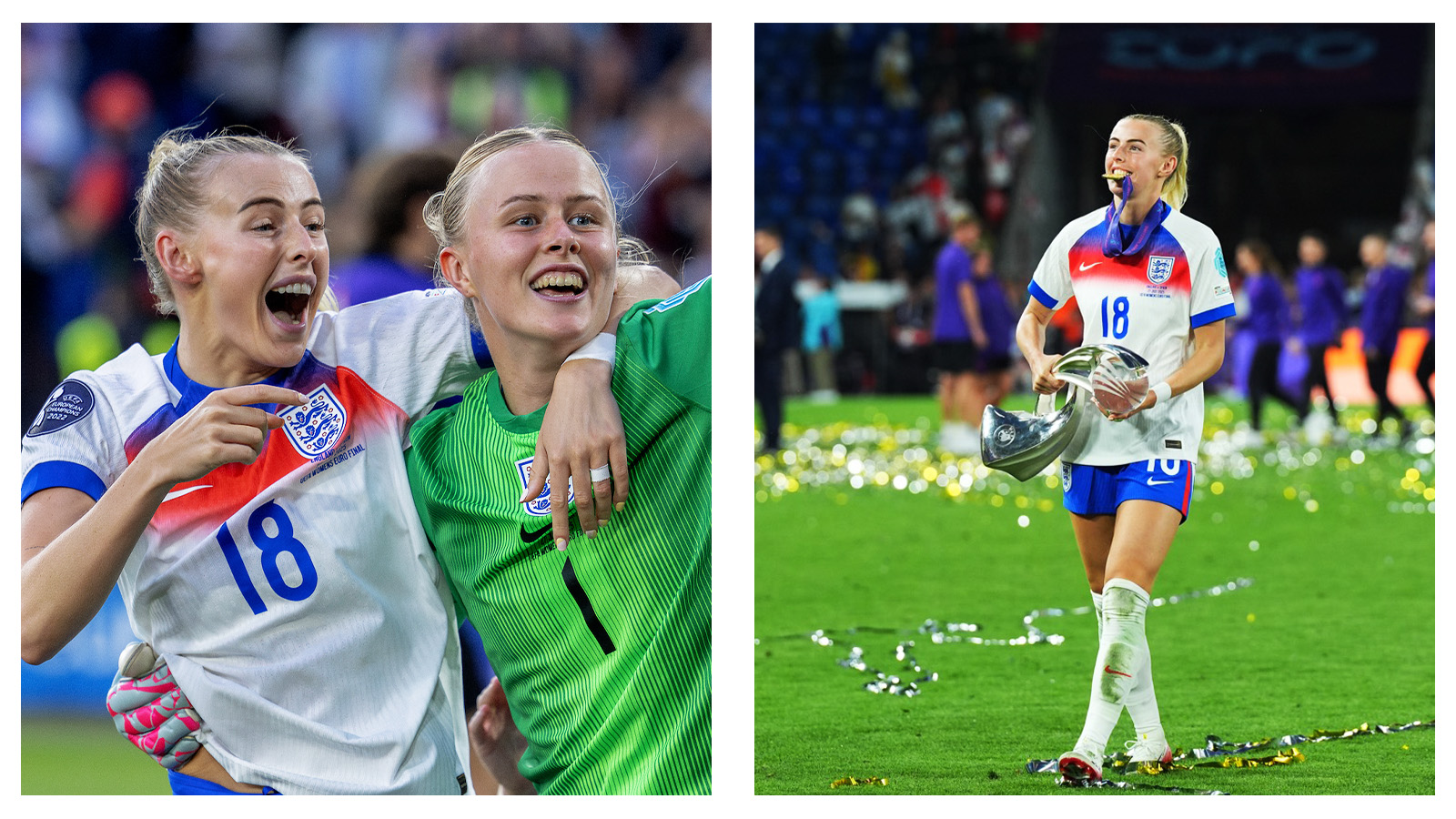 Chloe Kelly and Hannah Hampton - Women's Euro 2025 final winners