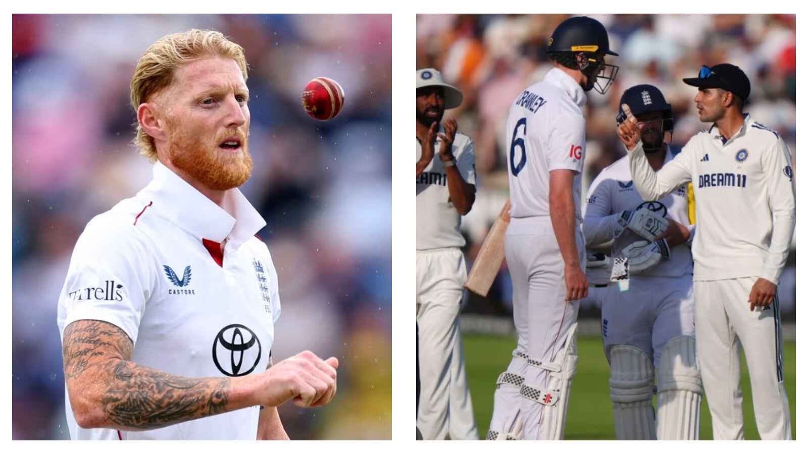 England captain Ben Stokes & India captain Shubman Gill with Zak Crawley