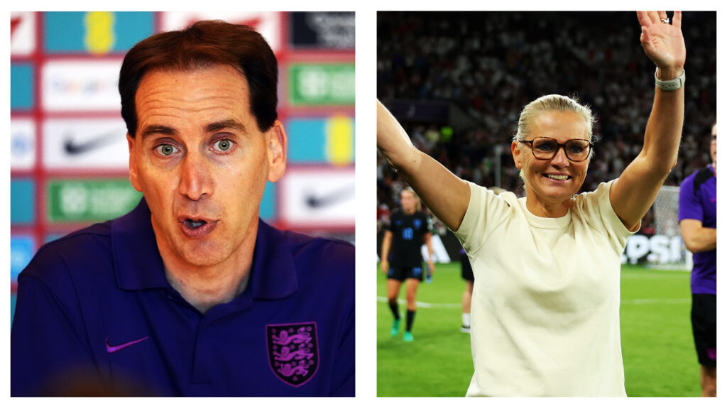FA Chief Executive Mark Bullingham and Lionesses coach Sarina Wiegman