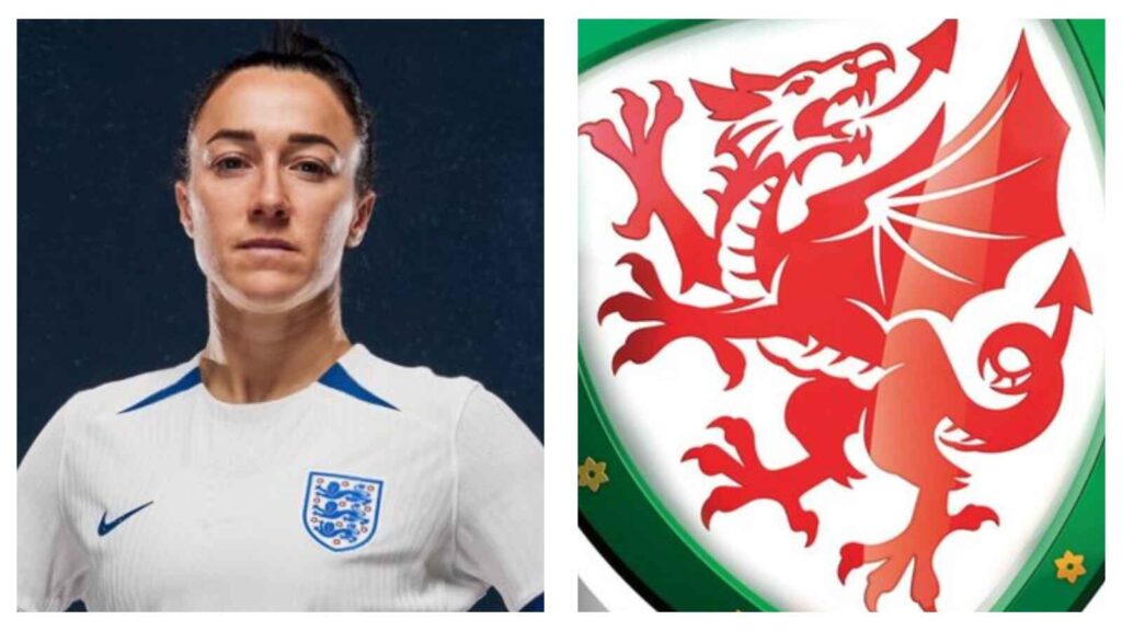 Lionesses defender Lucy Bronze and Wales women's club badge