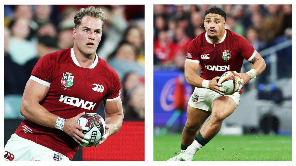 Lions players Duhan van der Merwe and Sione Tuipulotu