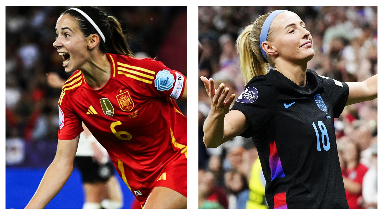 Spain's Aitana Bonmati and Lioness Chloe Kelly