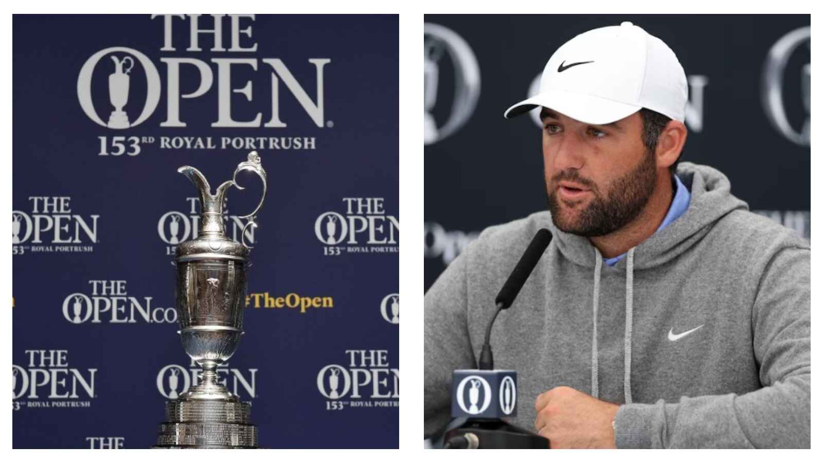 The Open Championship trophy & Scottie Scheffler
