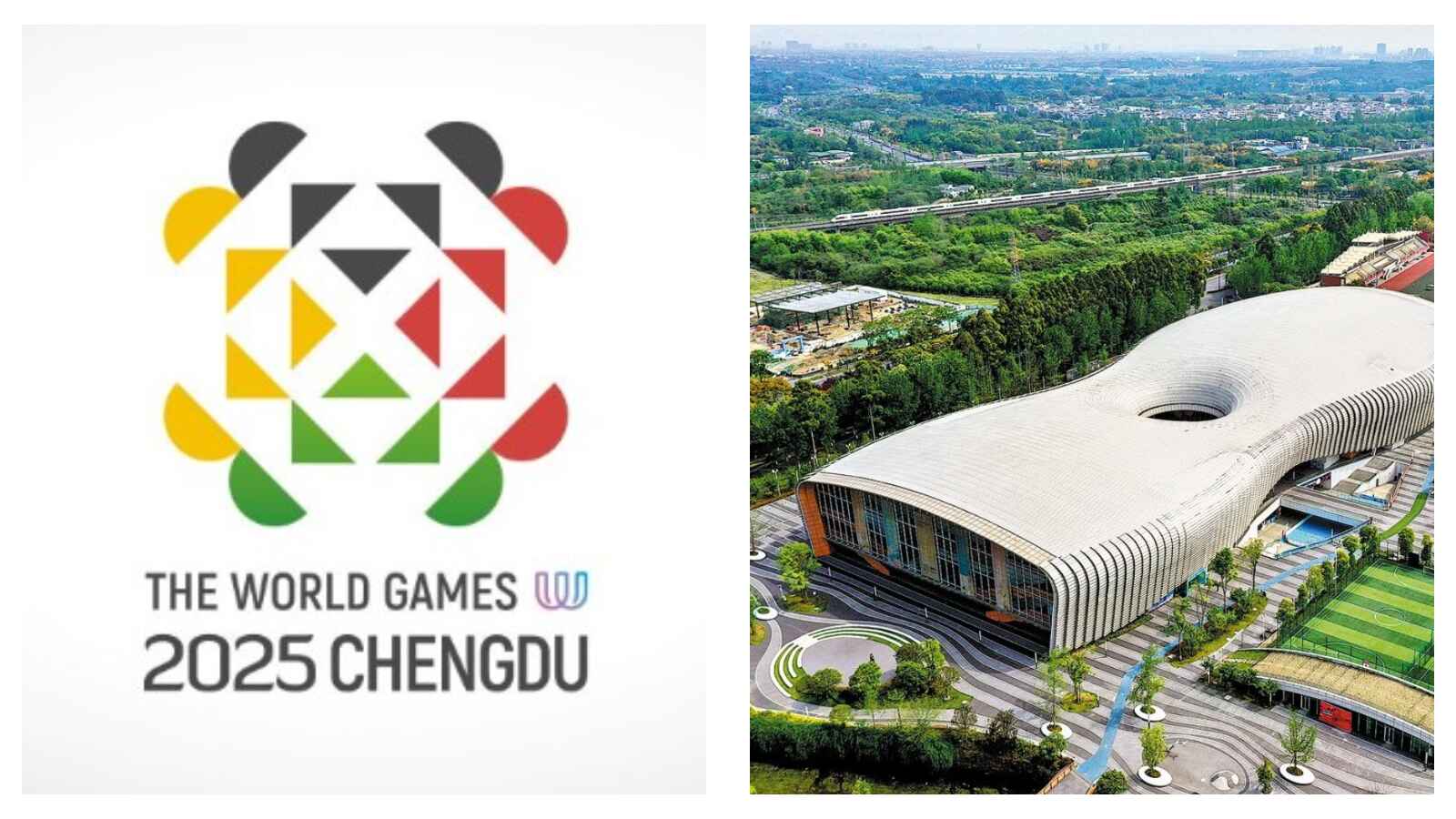 2025 World Games logo & Chengdu sports centre