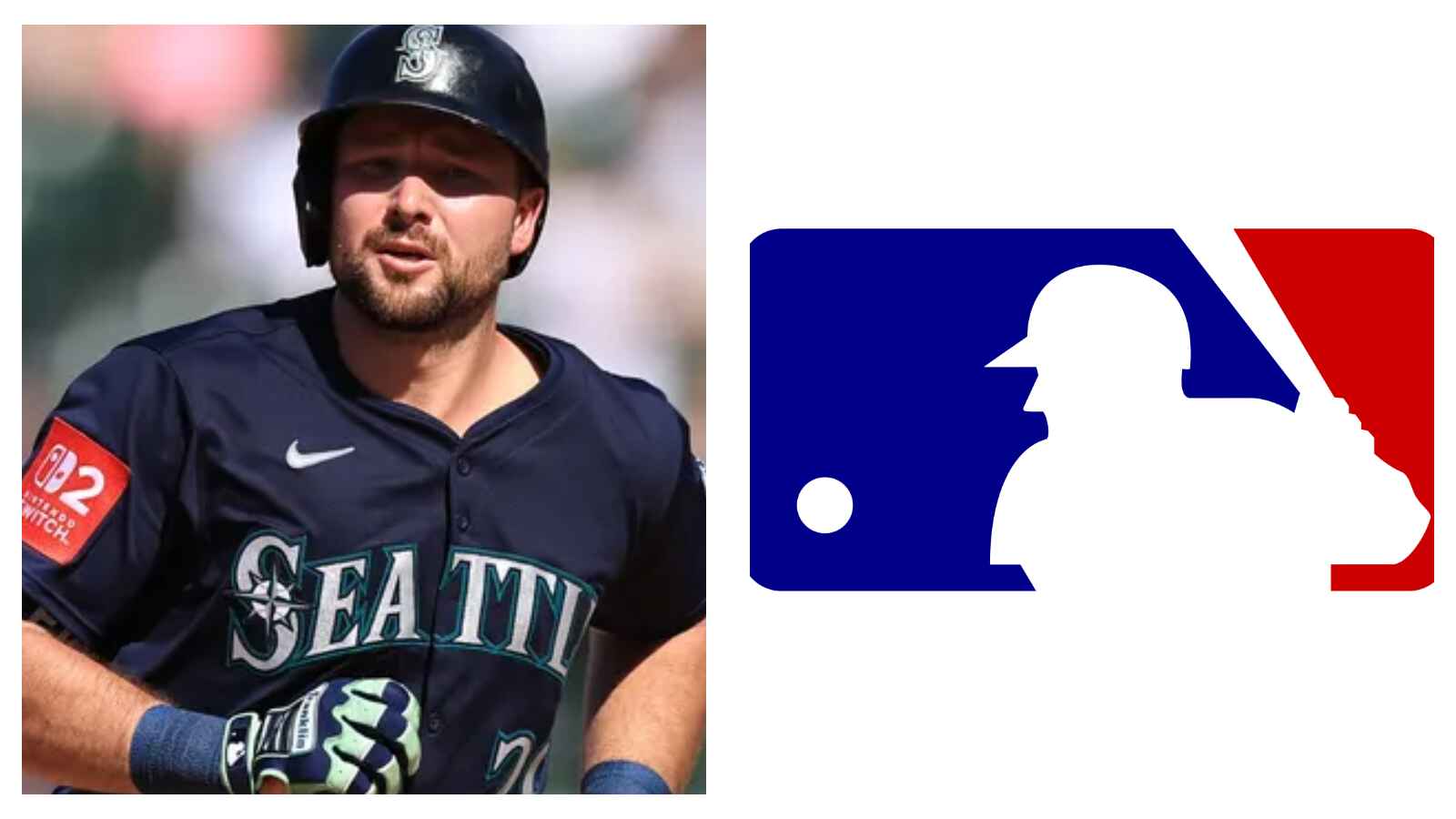 Cal Raleigh and MLB logo