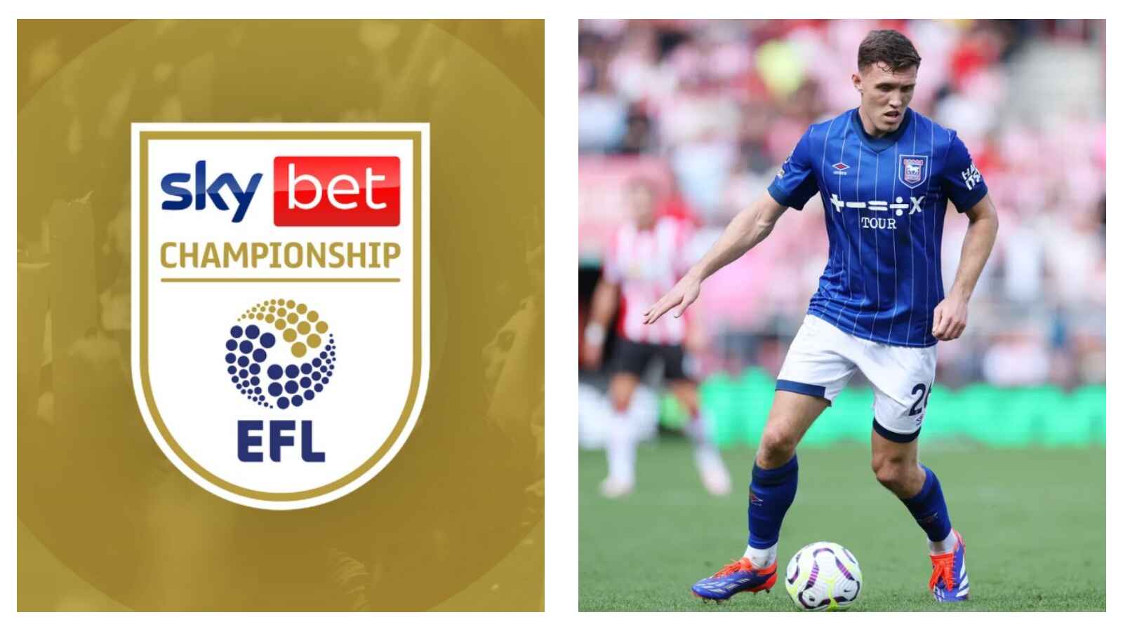 EFL Championship logo & Ipswich Town captain Dara O'Shea