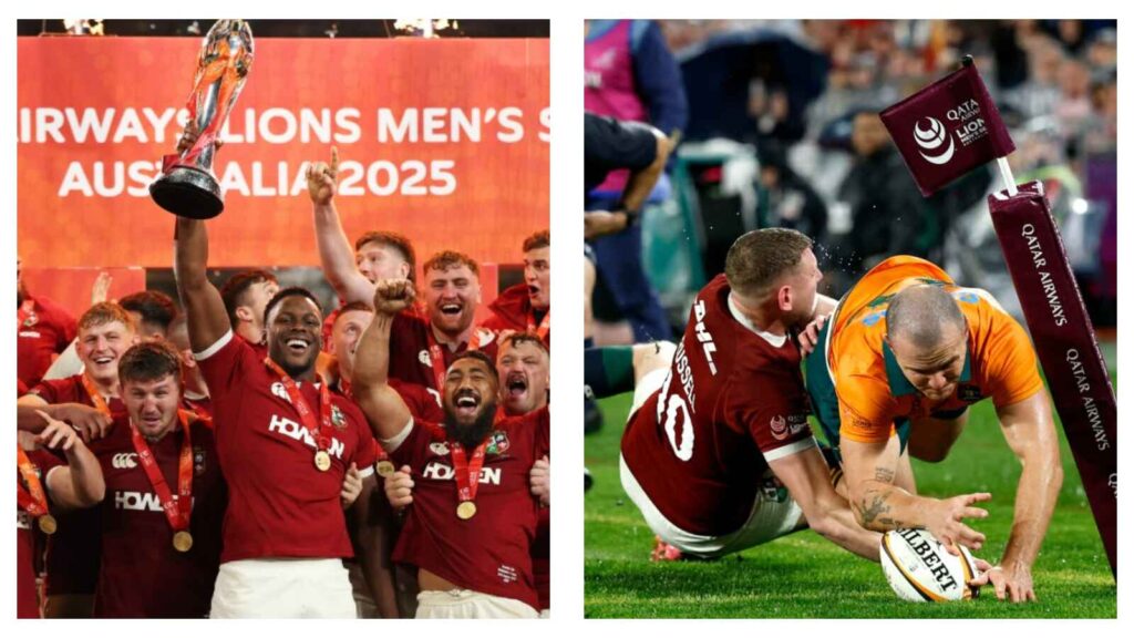 Lions captain Maro Itoje lifts trophy & Australia's Dylan Pietsch scores