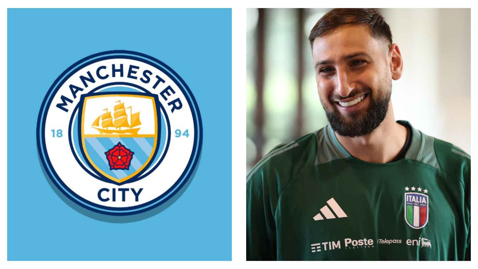 Manchester City FC crest & Gianluigi Donnarumma