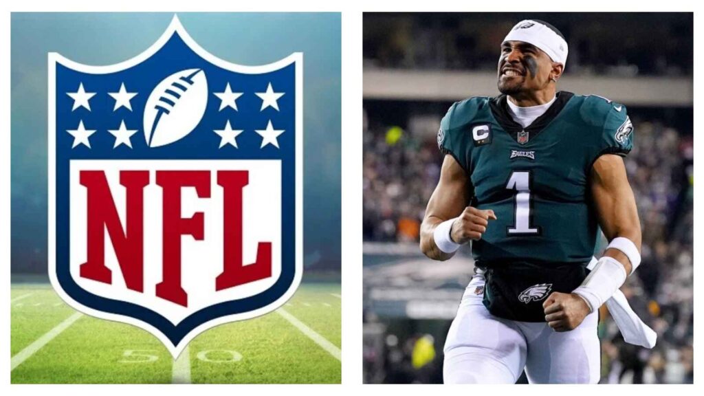 NFL logo & Philadelphia Eagles' Jalen Hurts