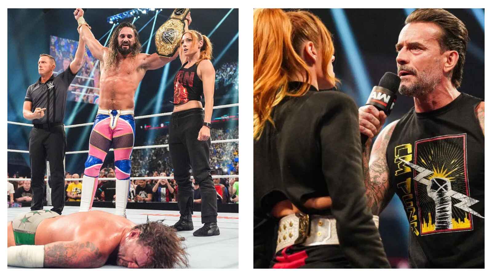 Seth Rollins, CM Punk and Becky Lynch