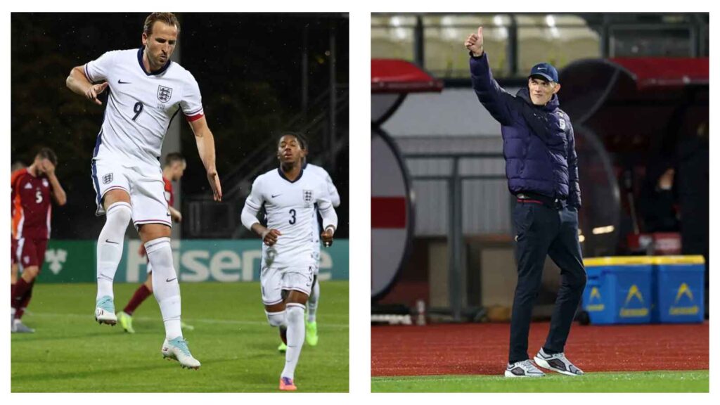 England's Harry Kane & Three Lions manager Thomas Tuchel