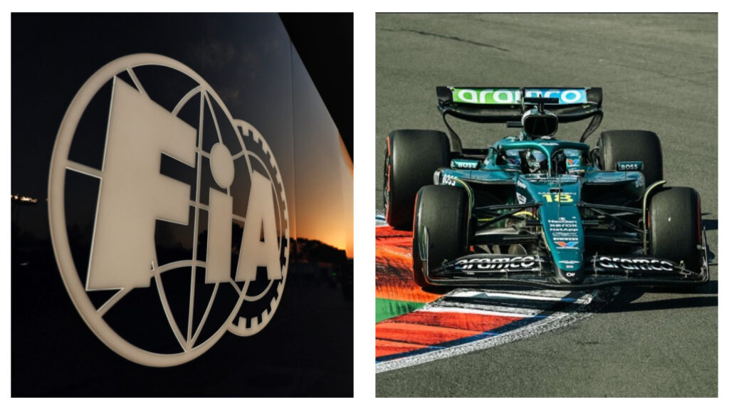 FIA logo & Aston Martin's Formula One car