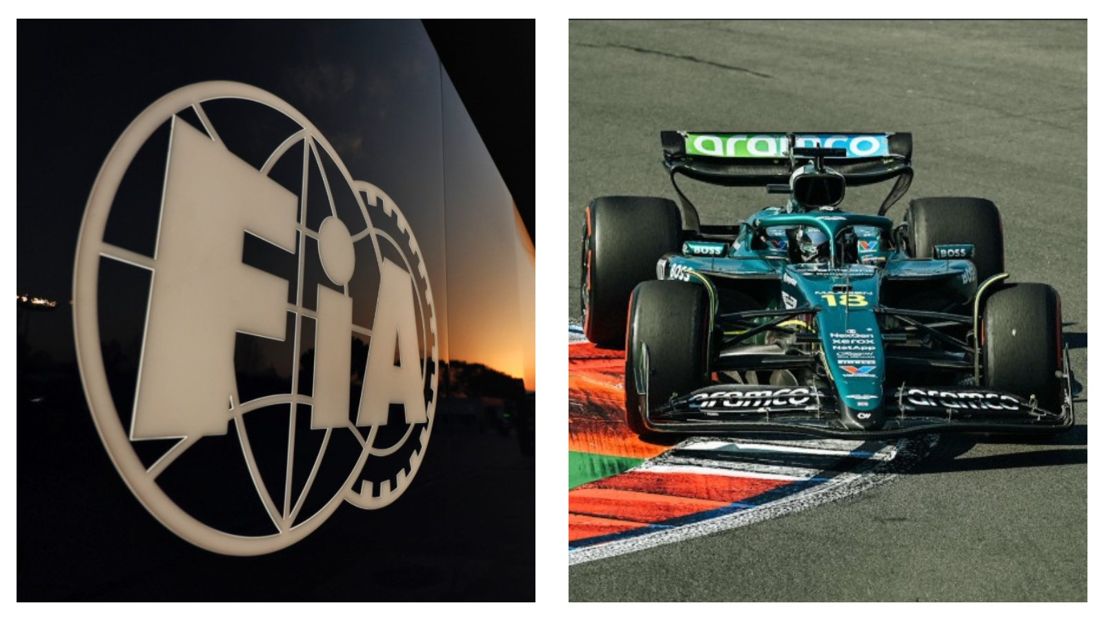 FIA logo & Aston Martin's Formula One car