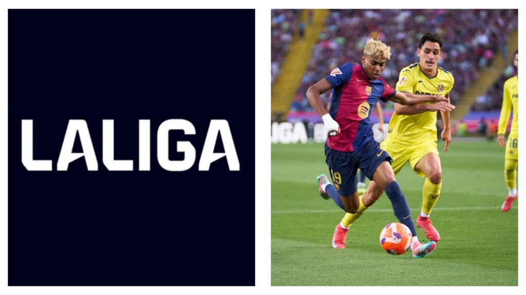 La Liga logo & Barcelona's Lamine Yamal