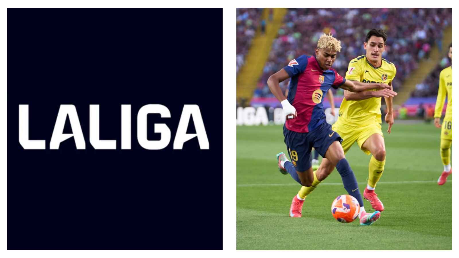 La Liga logo & Barcelona's Lamine Yamal