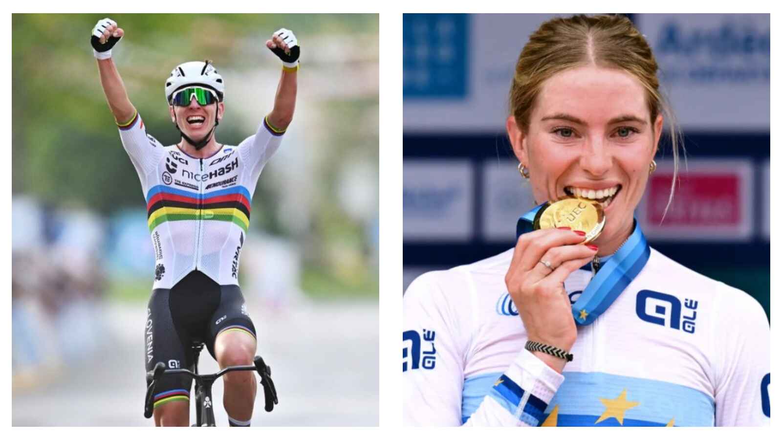 Slovenia's Tadej Pogacar & Netherlands' Demi Vollering