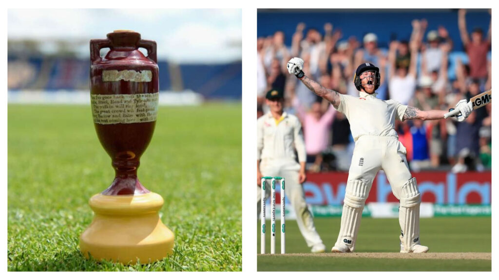 The Ashes urn & England's Ben Stokes