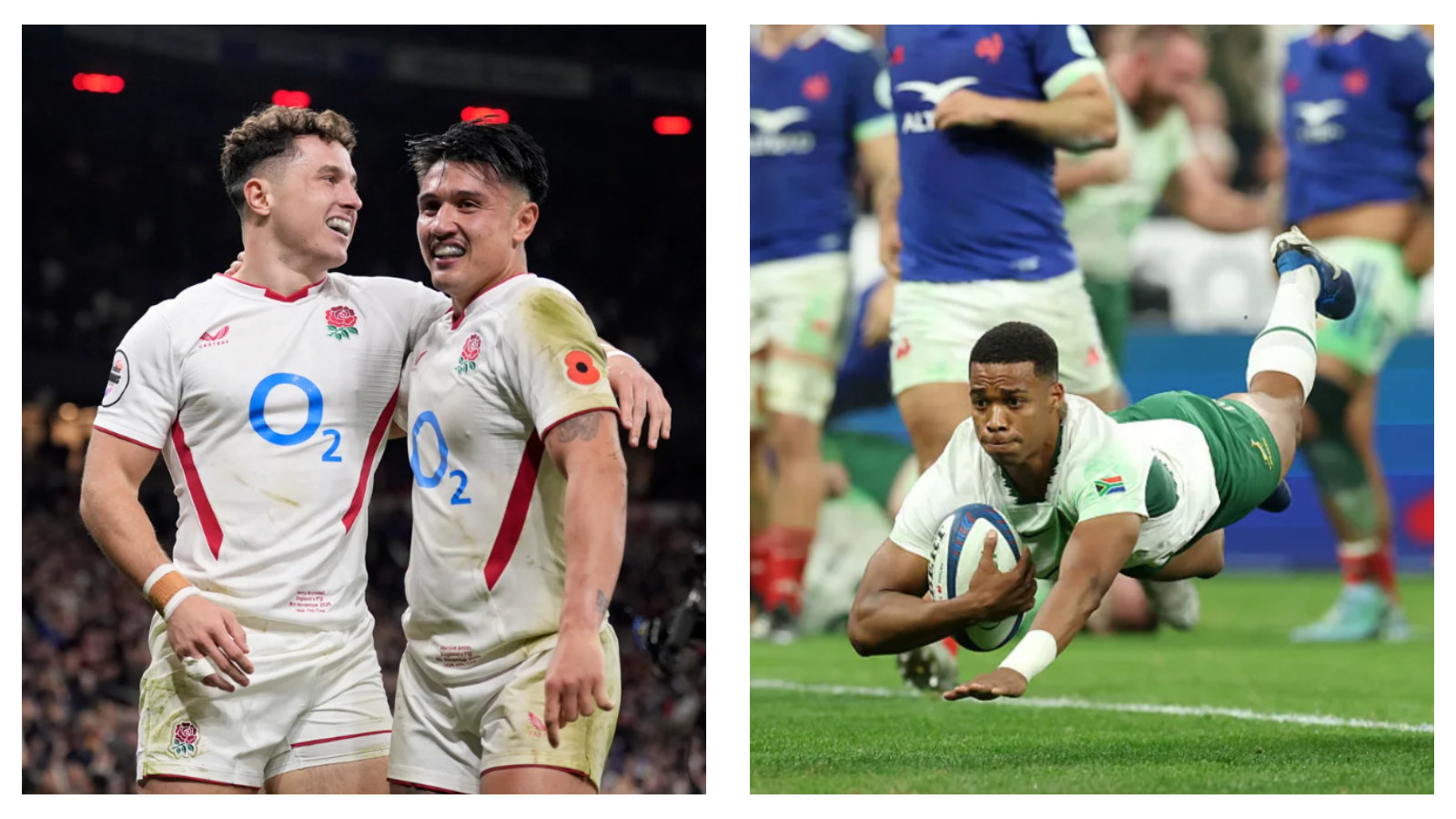 England's Henry Arundell and Marcus Smith & South Africa's Grant Williams