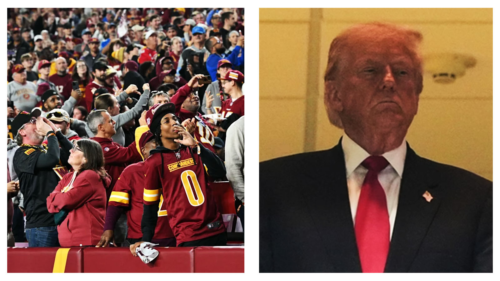 Fans and Donald Trump at Washington Commanders game