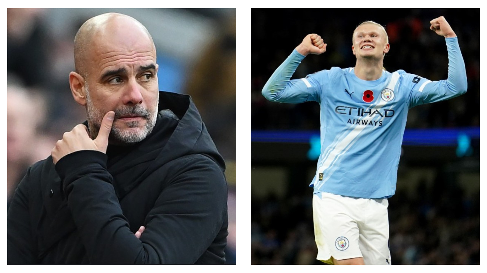 Manchester City's Pep Guardiola & Erling Haaland