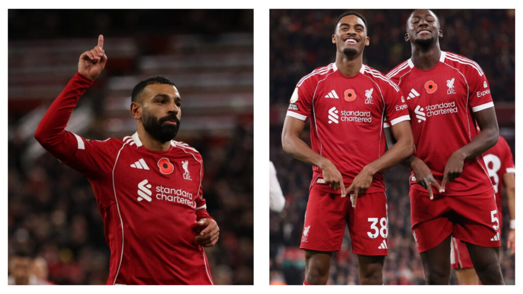 mohamed salah, ryan gravenberch & ibrahim konate, liverpool