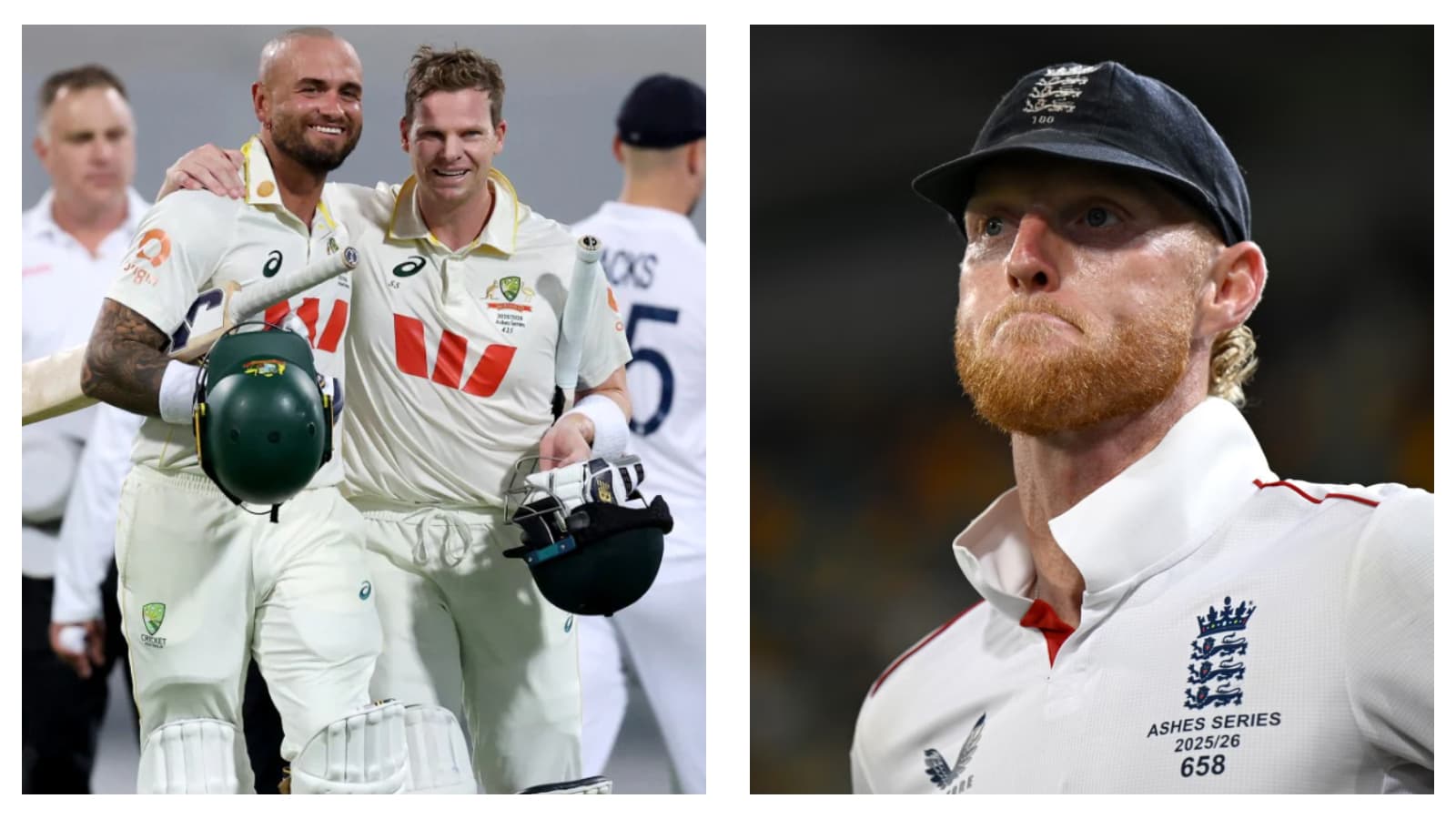 Australia's Jake Weatherald and Steve Smith & England's Ben Stokes
