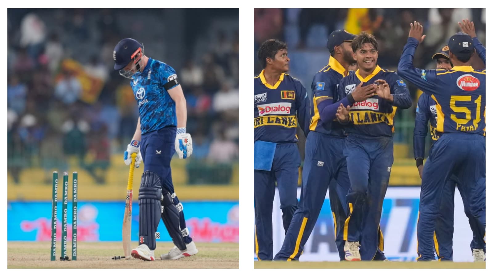 England's Harry Brook & Sri Lanka's Dunith Wellalage