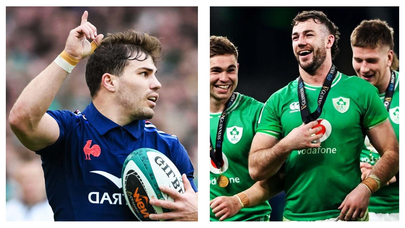 Antoine Dupont, Caelan Doris and Ireland players