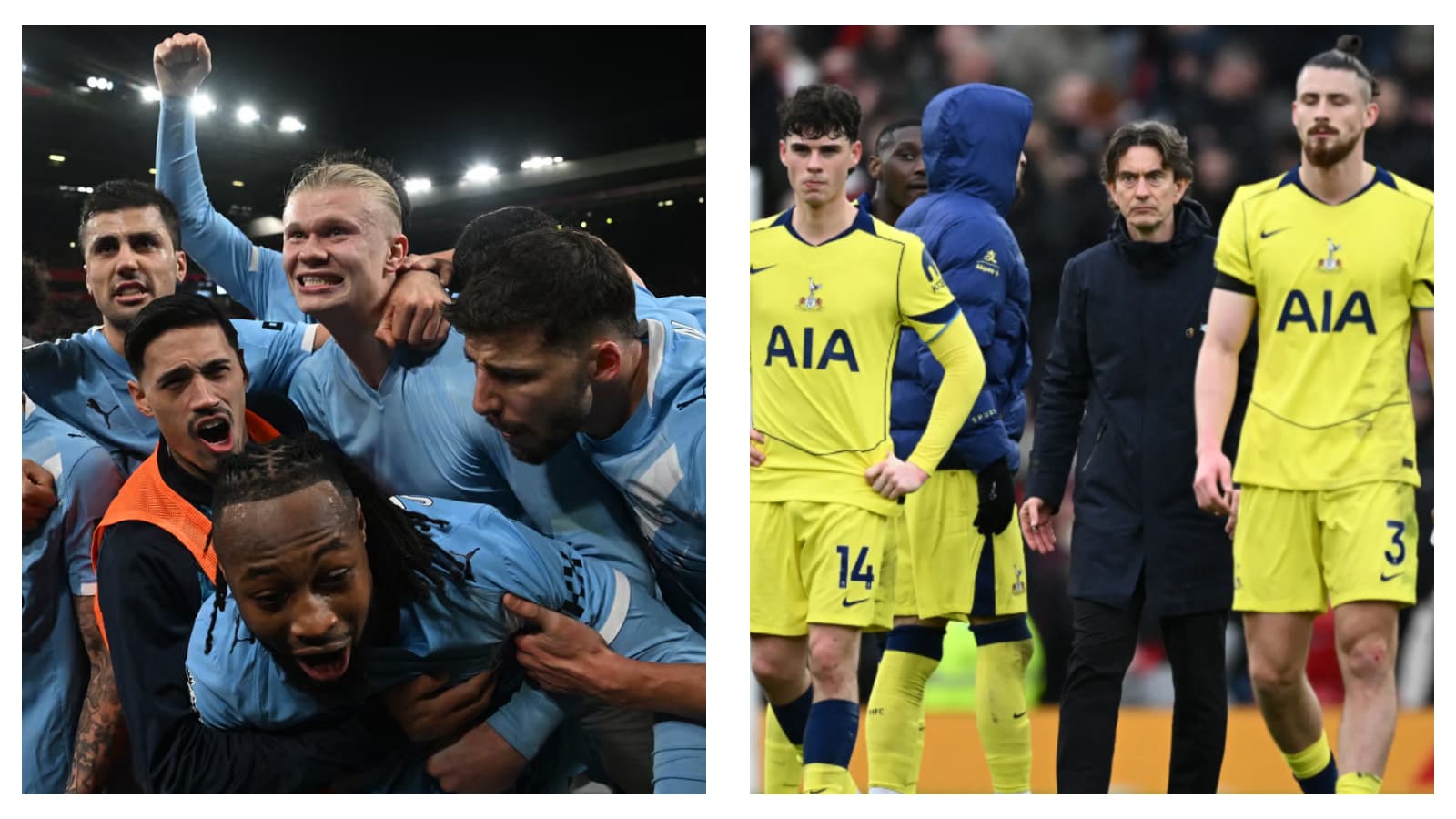 Man City players & Tottenham manager Thomas Frank and players