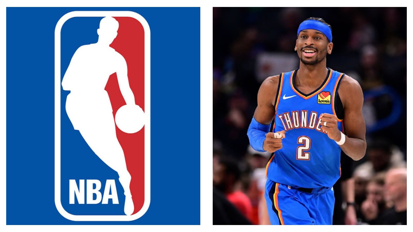 NBA logo & Oklahoma City Thunder's Shai Gilgeous-Alexander