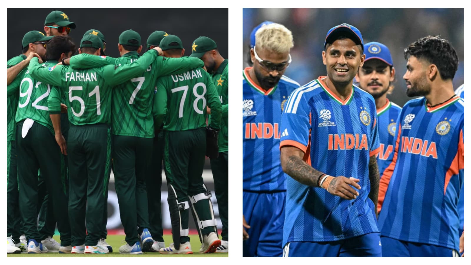 Pakistan players & India's Suryakumar Yadav