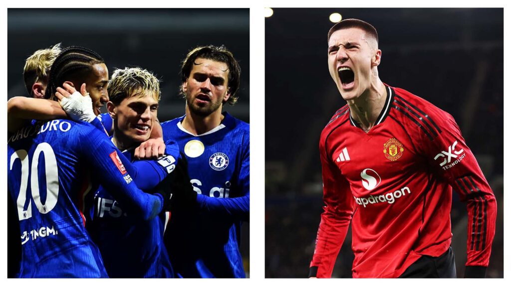 Chelsea players and Benjamin Sesko