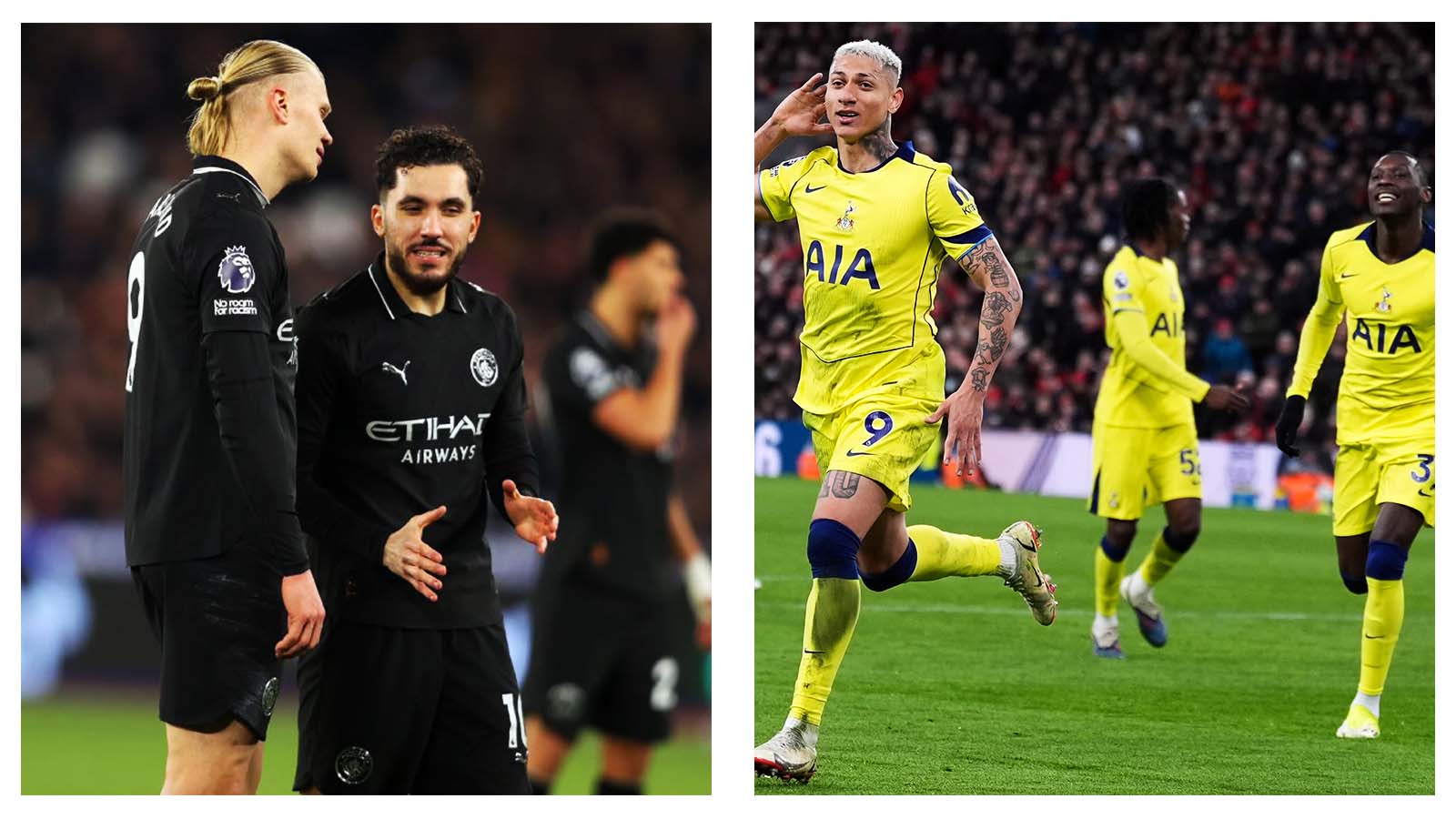 Man City and Tottenham players