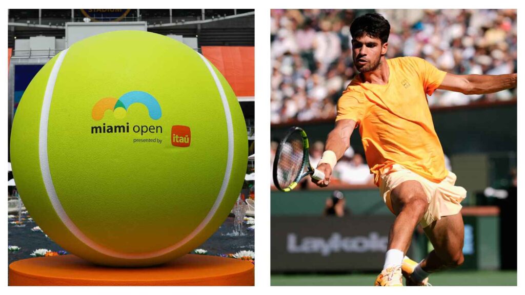 Miami Open logo and Carlos Alcaraz