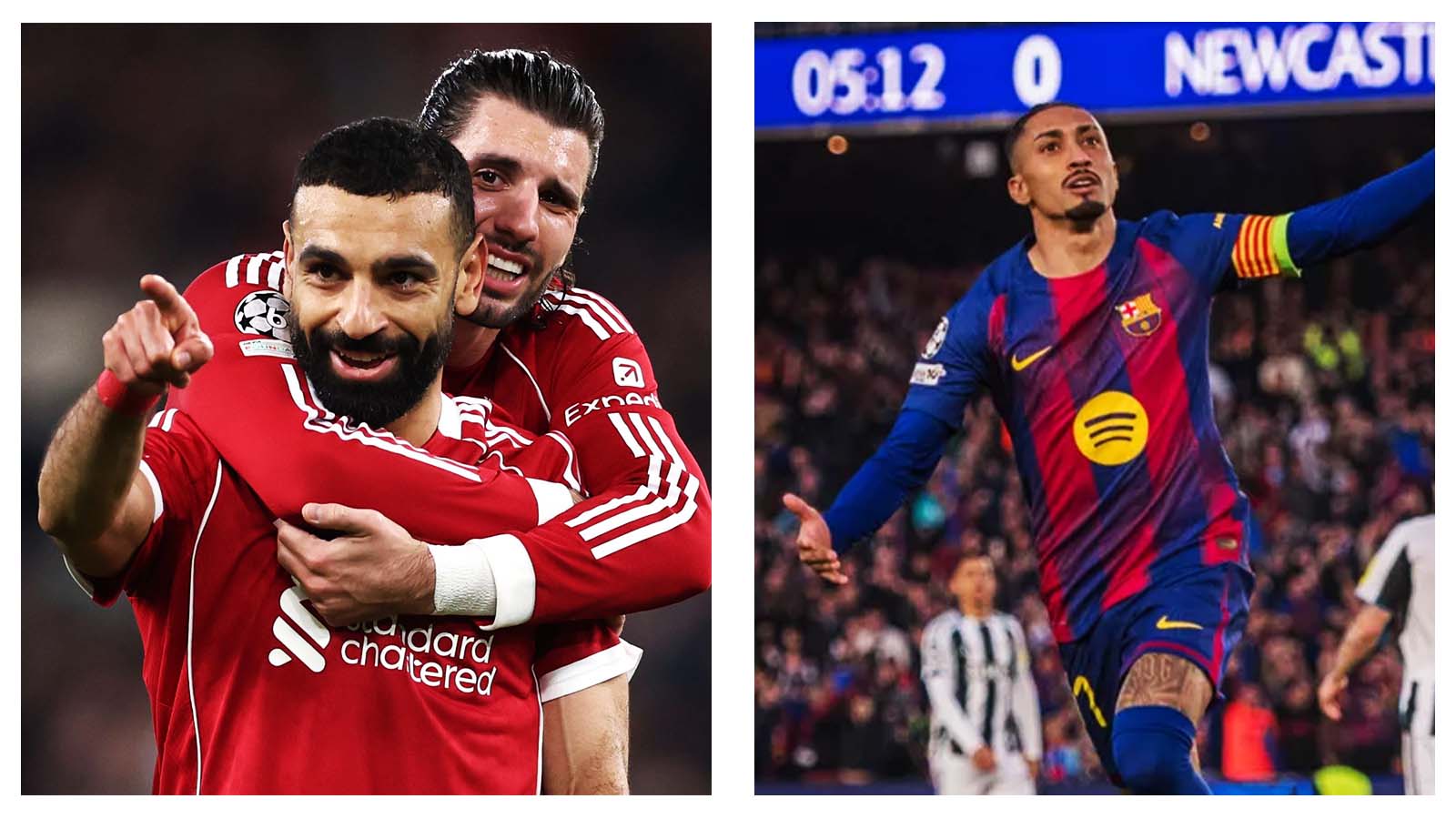 Mohamed Salah, Dominik Szoboszlai, and Raphinha