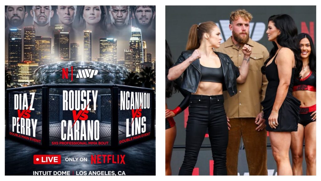 Netflix MMA fight card & Ronda Rousey and Gina Carano with Jake Paul