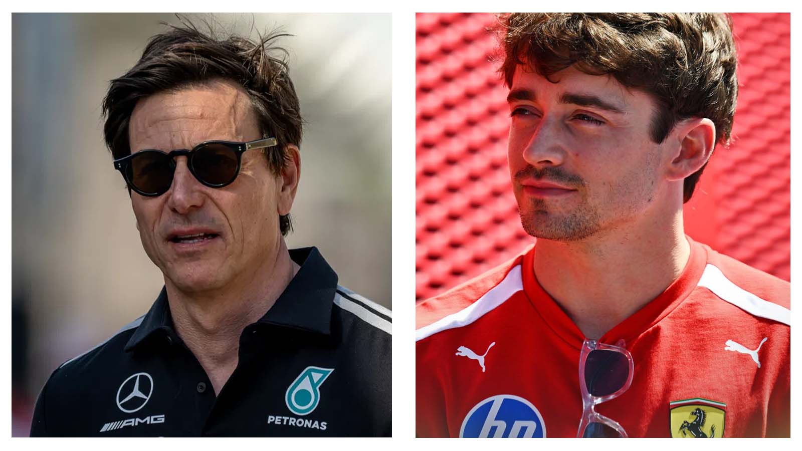 Toto Wolff and Charles Leclerc
