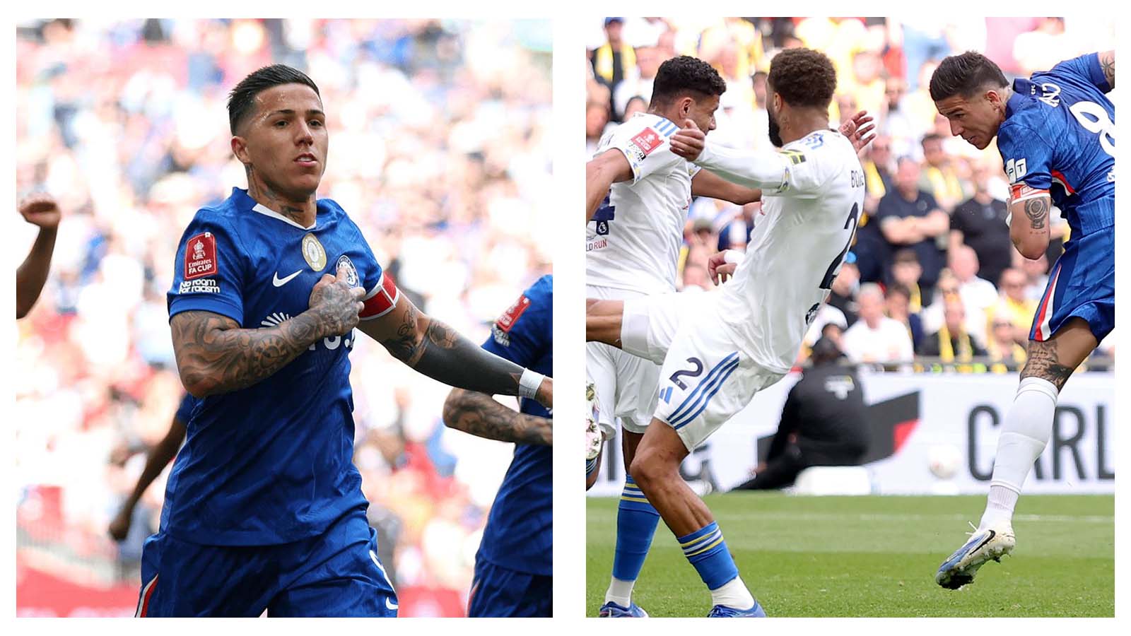 Enzo Fernandez and Leeds players in FA Cup semi-final