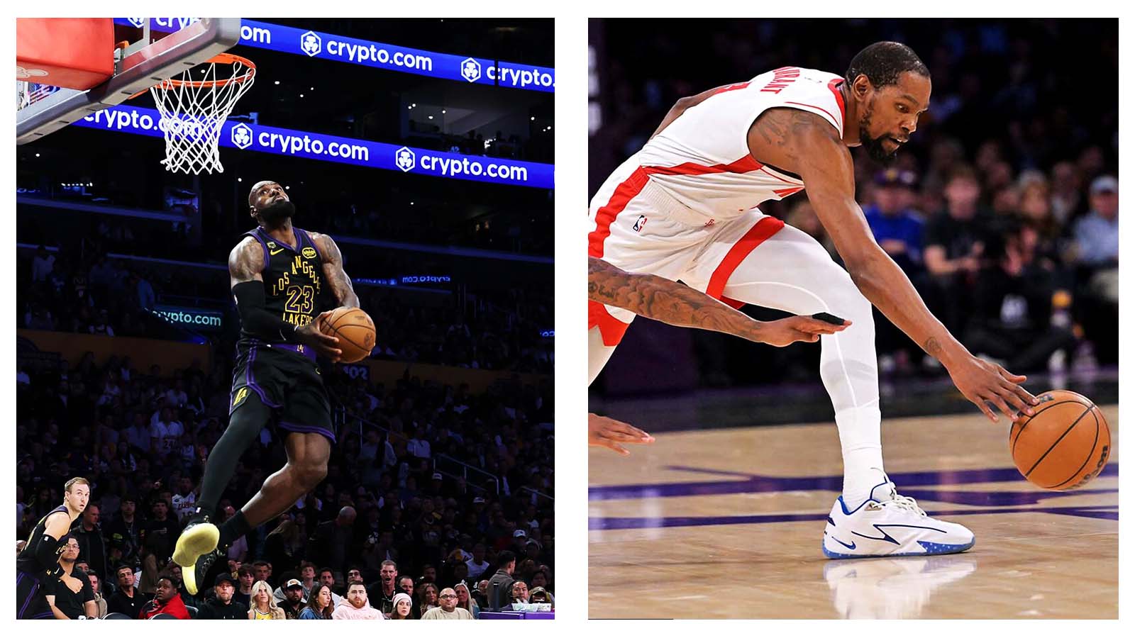 LeBron James and Kevin Durant in Game 2 of Lakers v Rockets first round