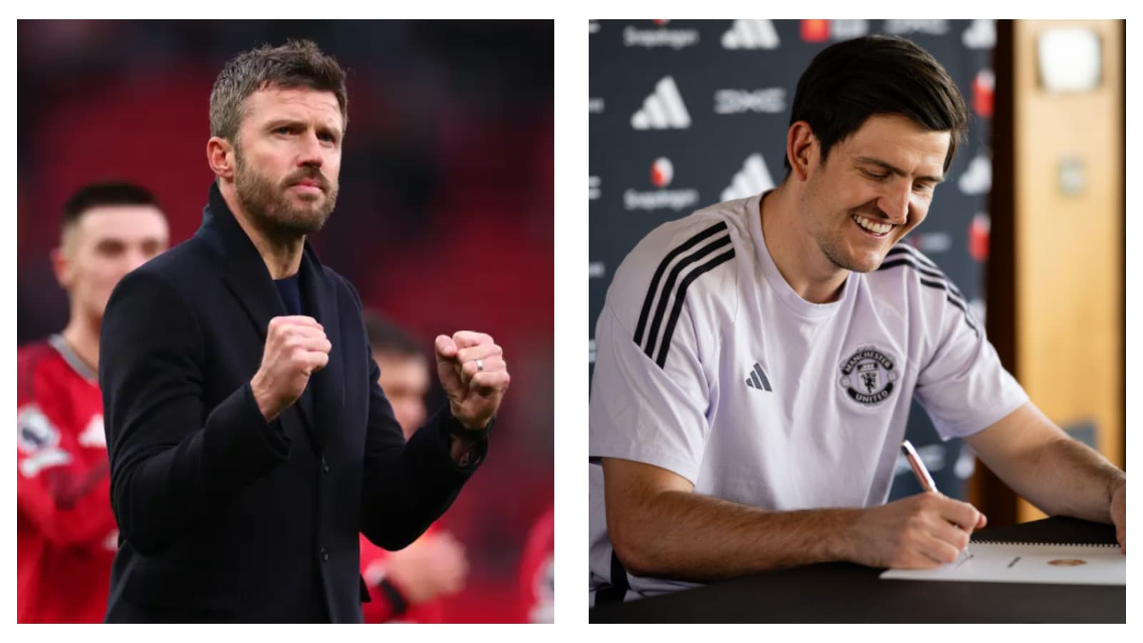 Man Utd's Michael Carrick & Harry Maguire