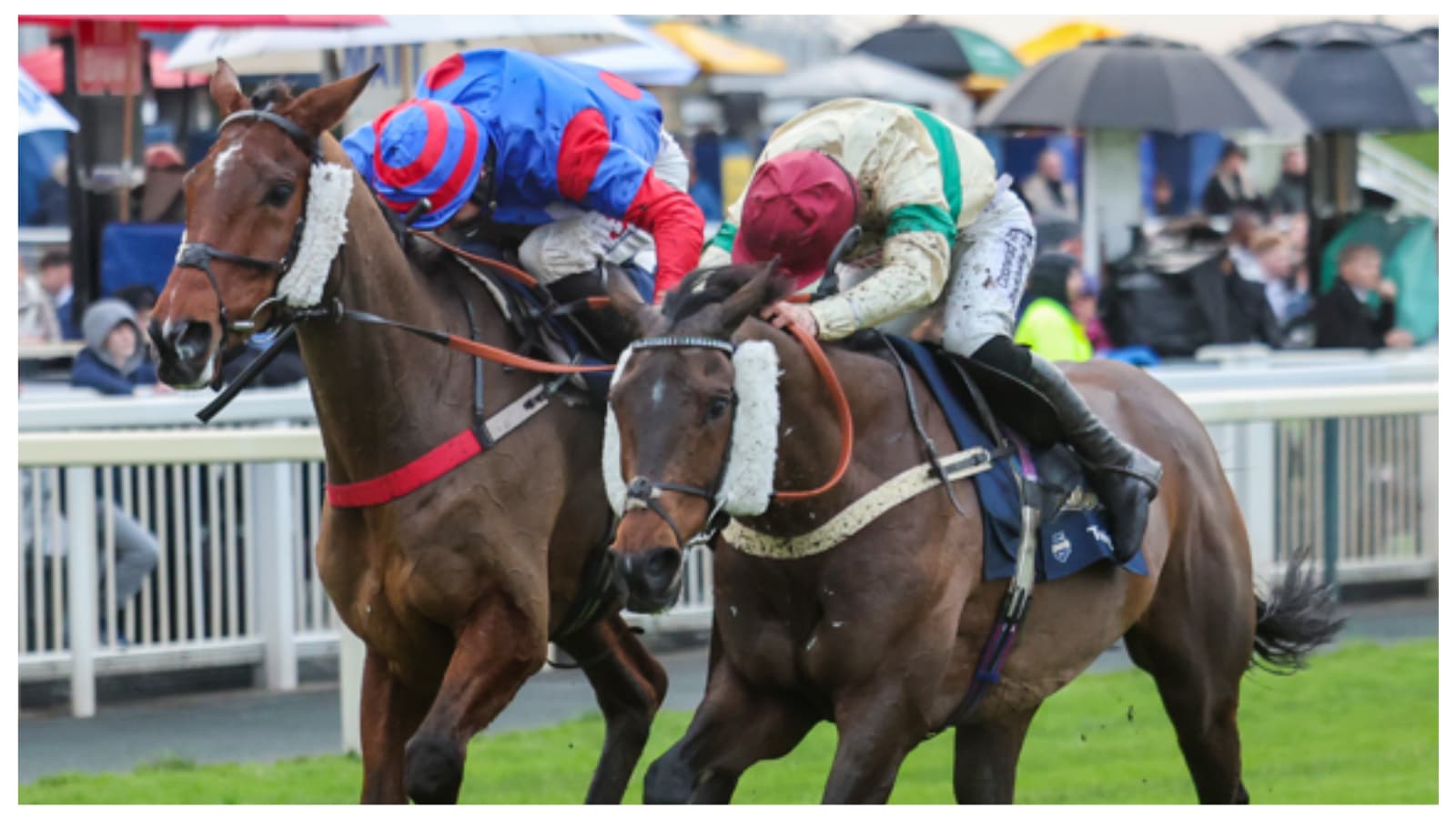 Twig (right) lands the William Hill Half A Mill Becher Chase