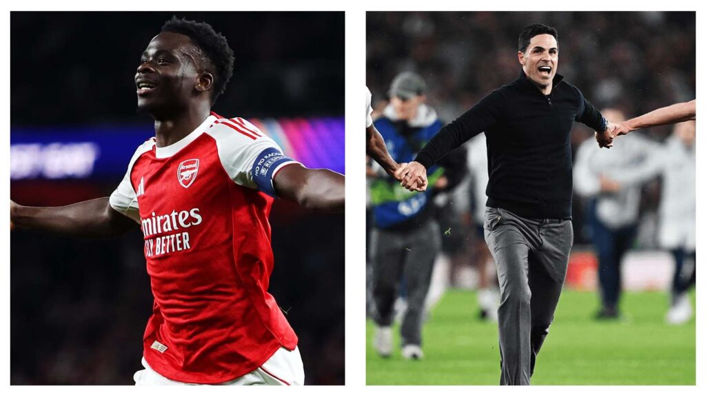 Bukayo Saka and Mikel Arteta