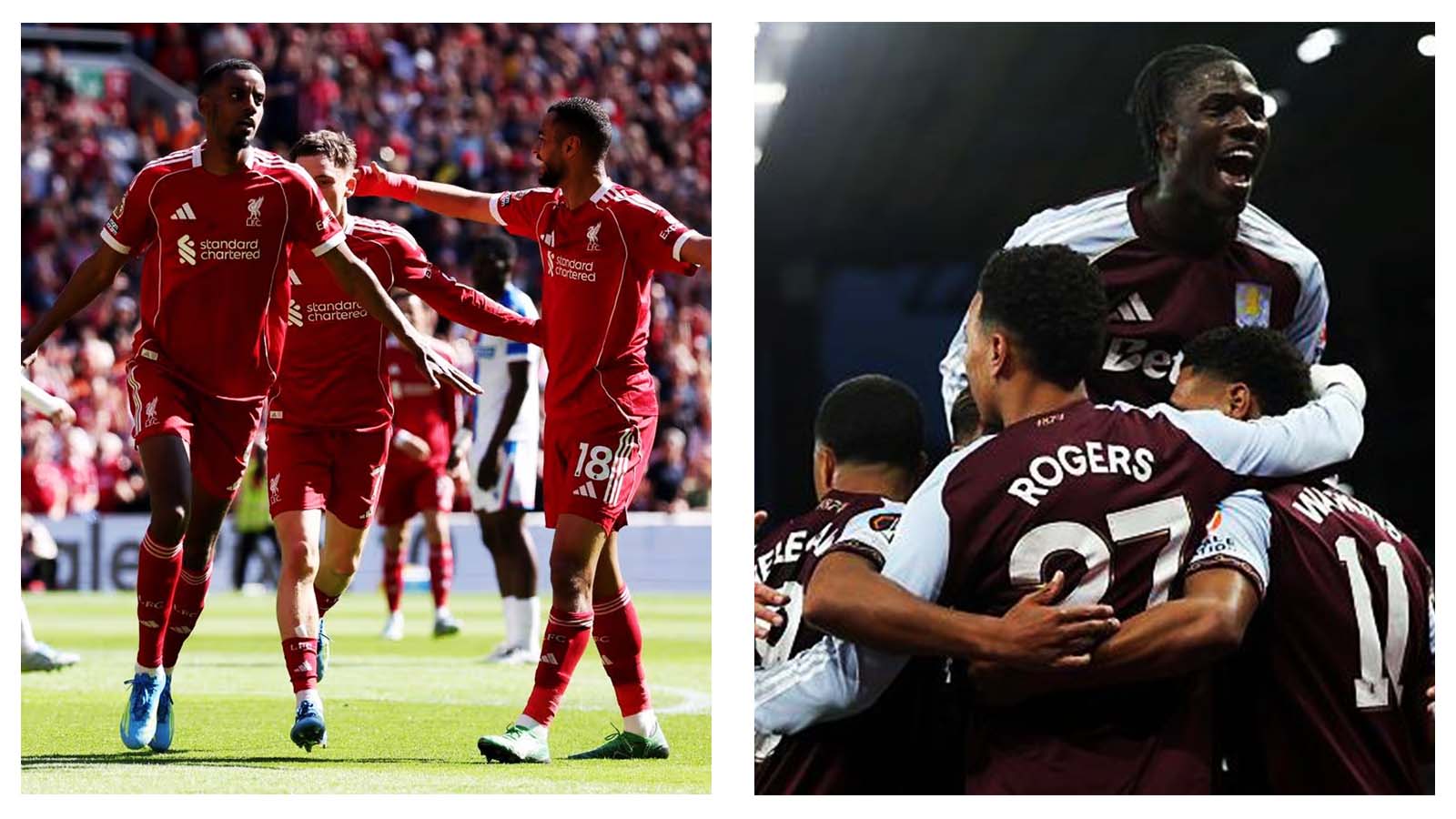 Liverpool FC and Aston Villa players