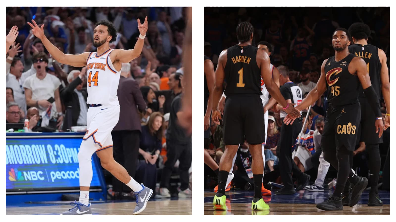 New York Knicks' Landry Shamet & Cleveland Cavaliers' Donovan Mitchell