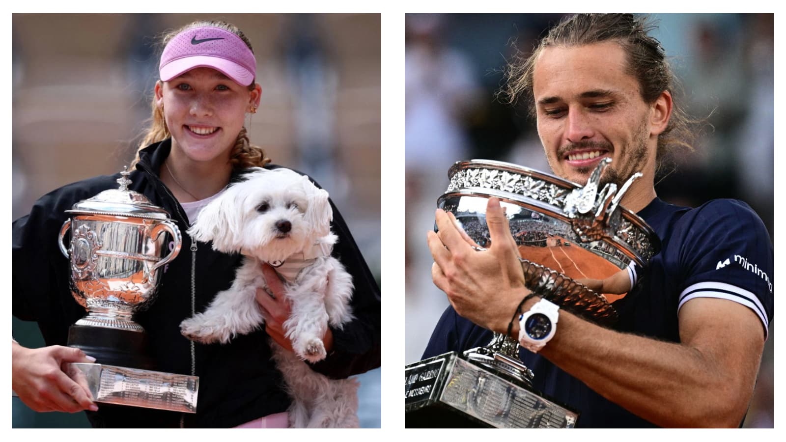 French Open 2026 champions Mirra Andreeva & Alexander Zverev